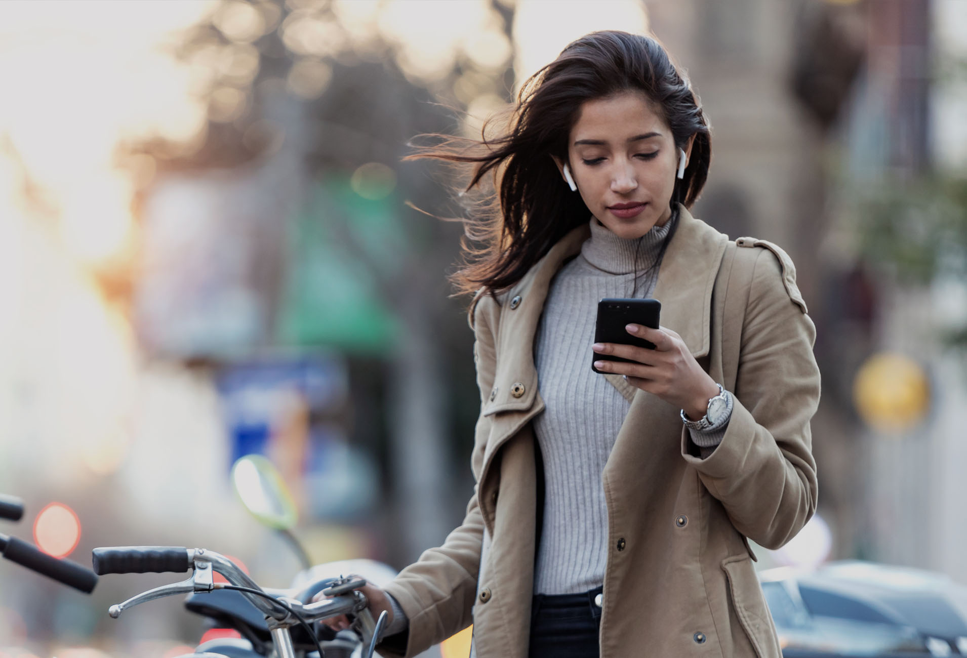 Girl looking for companies on Google Maps