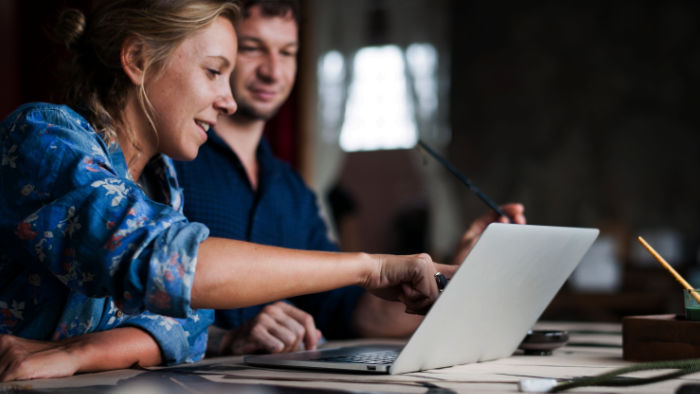 A couple shopping in an online store
