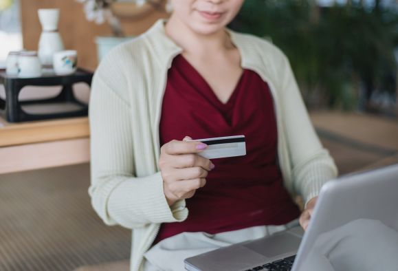A woman shopping in an online store