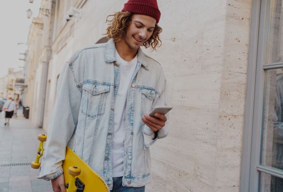 A man using a mobile app with a web view