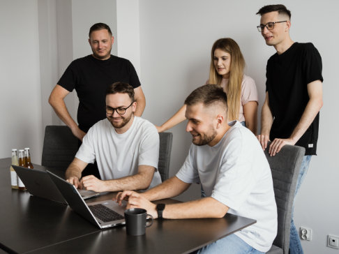 Discussing the web application specification with the Sopchy Software House team