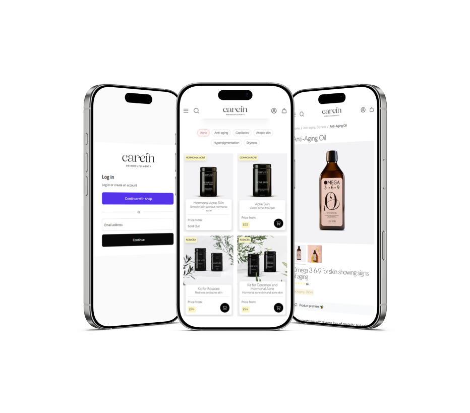 Product list on Carein online store