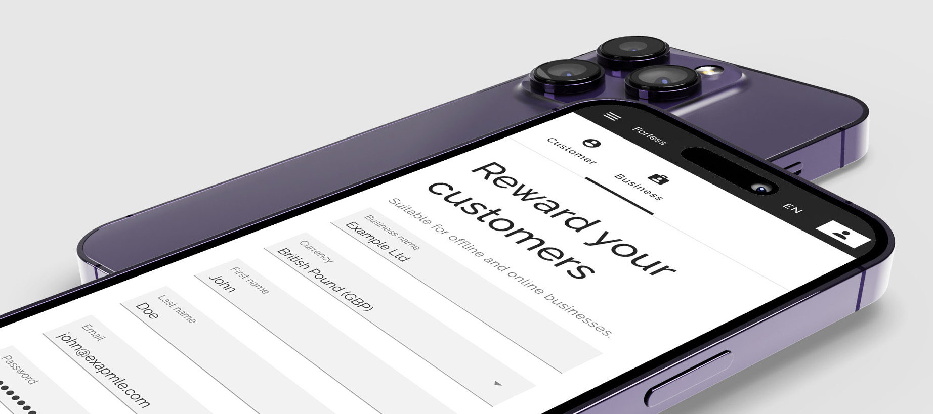 Rewards page in Forless app