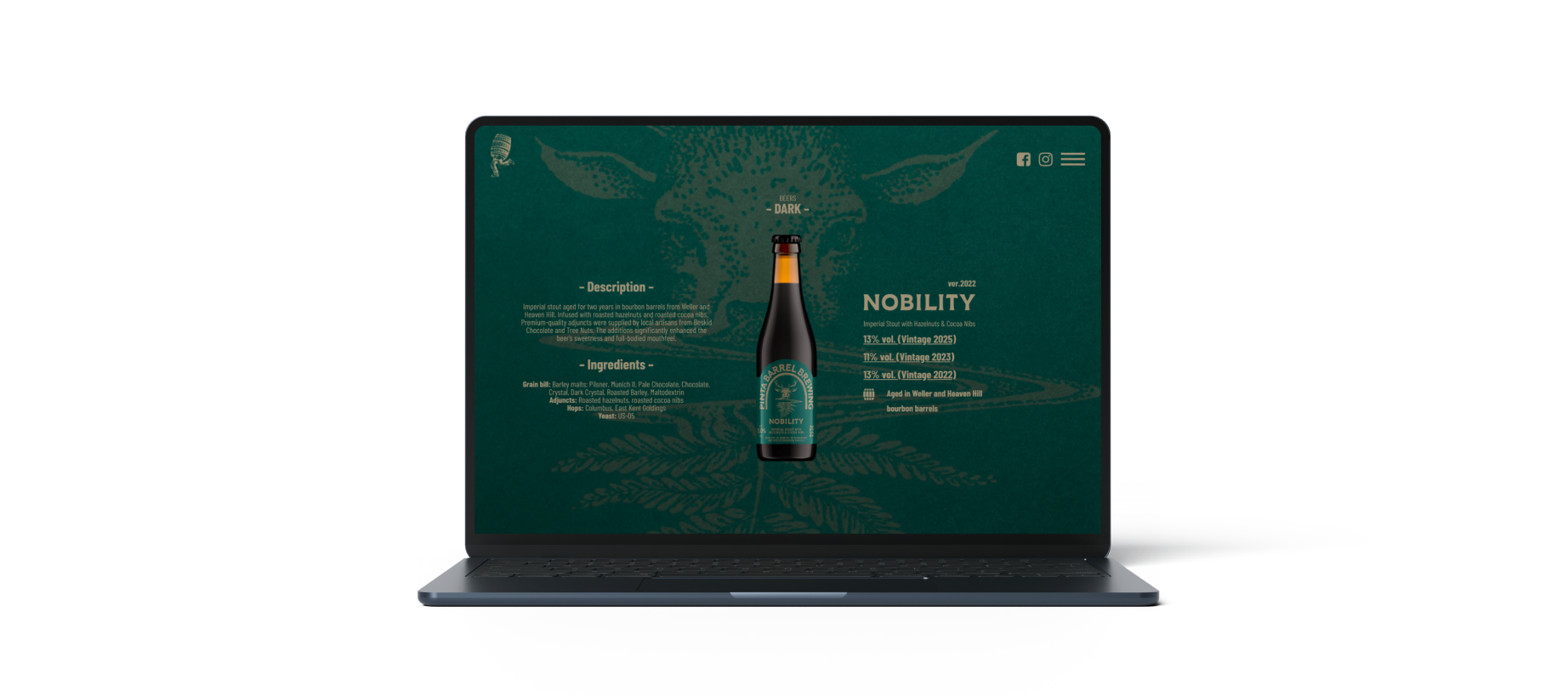 PINTA Barrel Brewing product page desktop view
