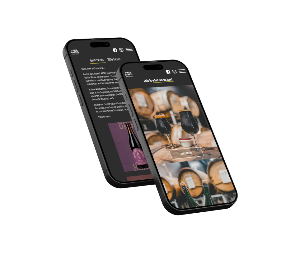 PINTA Barrel Brewing website mobile view