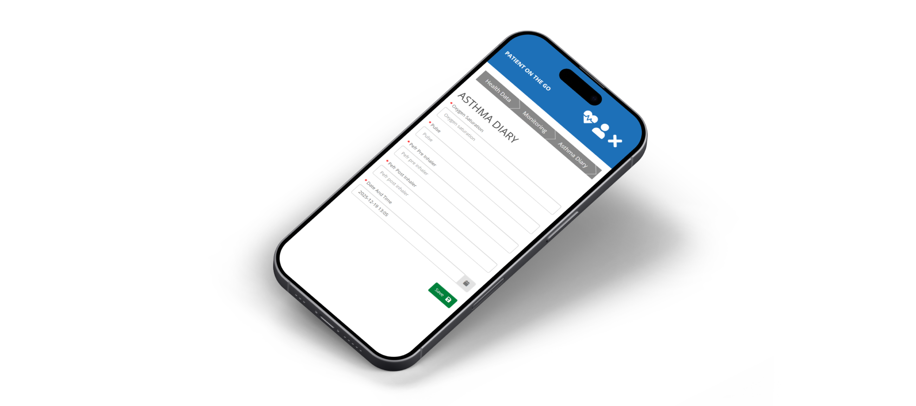 Asthma Diary functionality on POTG mobile app
