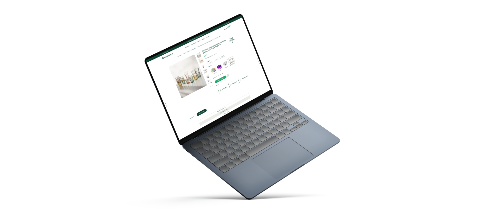 Trend Glass product page on desktop