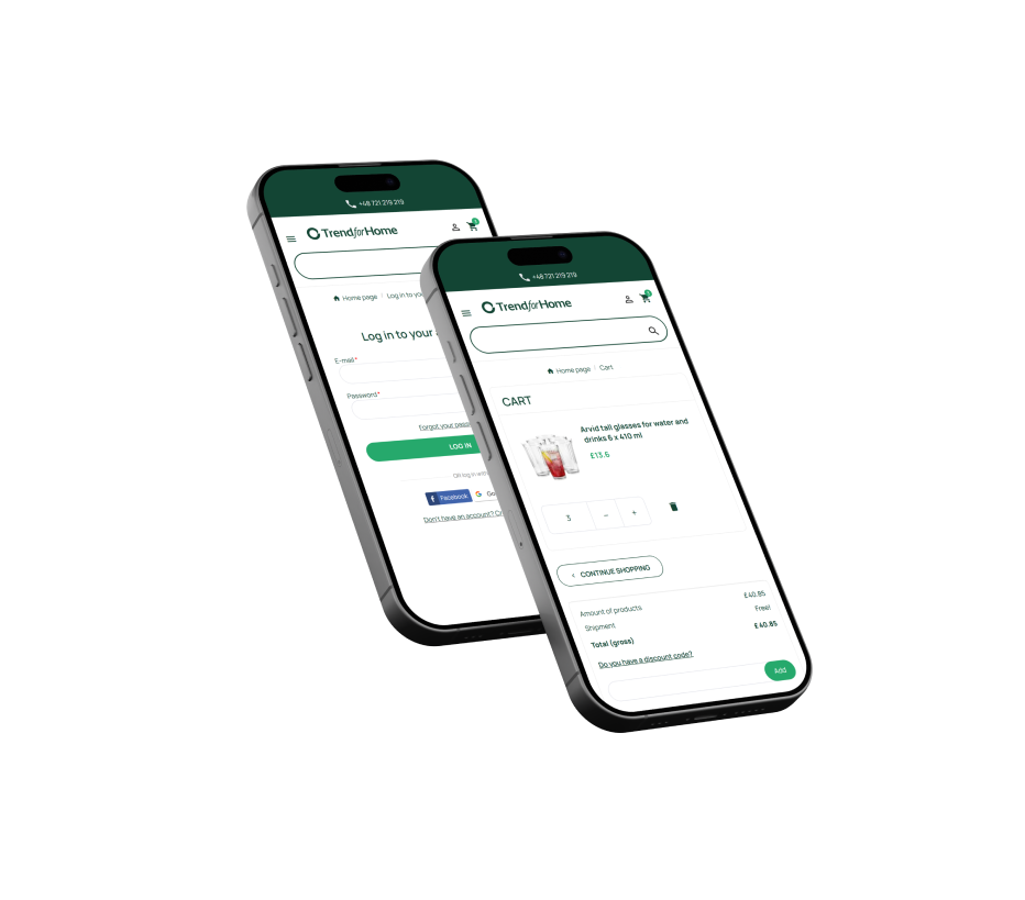Mobile views of Trend Glass checkout